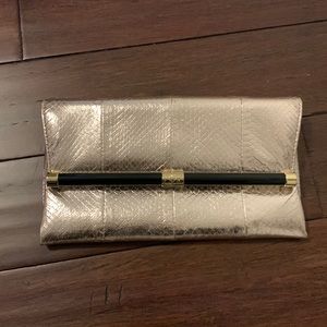 DVF blush metallic clutch